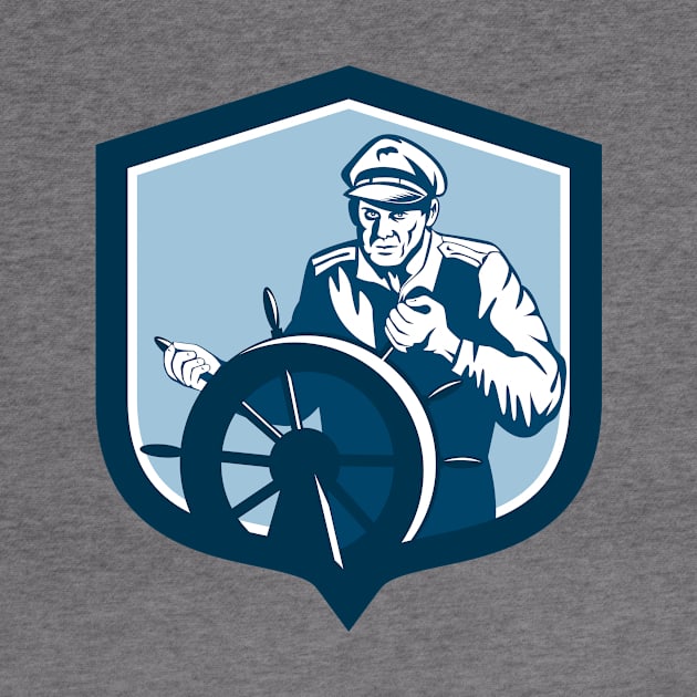 Fisherman Sea Captain Shield Retro by patrimonio